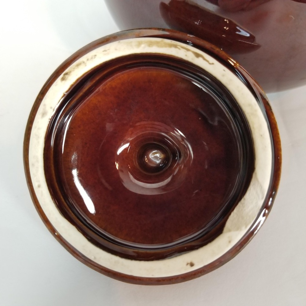 McCoy Pottery Sugar Bowl with Lid Brown Drip Glaze Vintage Ceramic Cabin Rustic - Picture 5 of 9